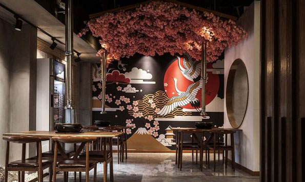 日式燒烤店裝修，神往與盛唐來往密切的古日本